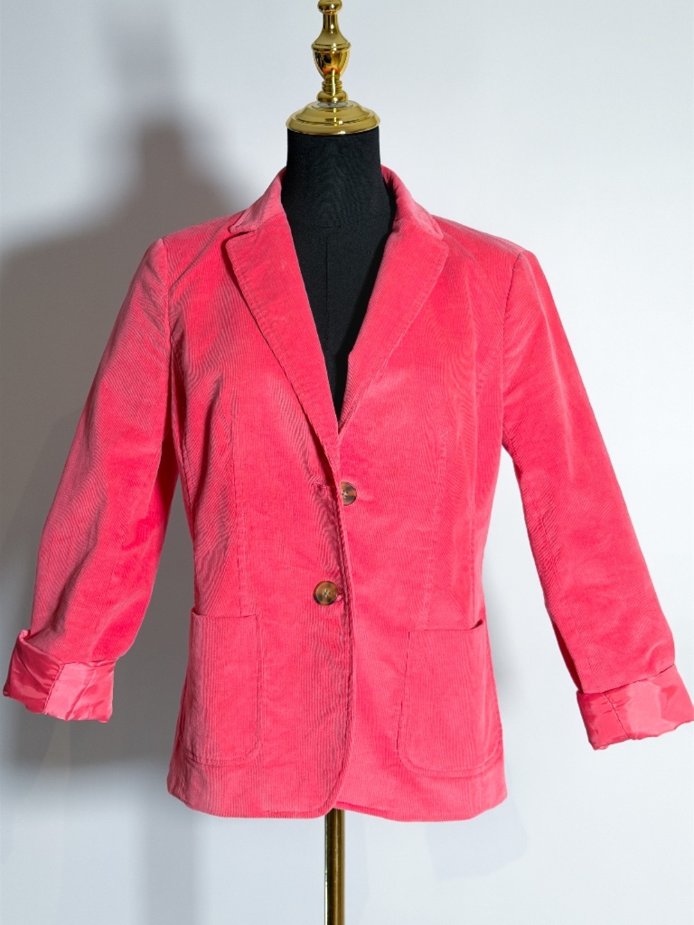 Talbots Pink Corduroy Blazer Jacket Size 6 Button Front Pockets